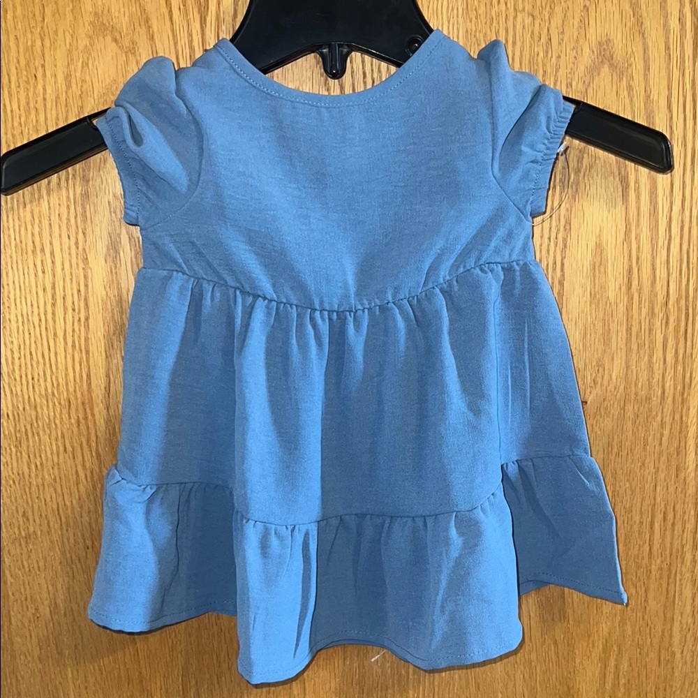 Sky Blue Tiered‎ Ruffle Blouse